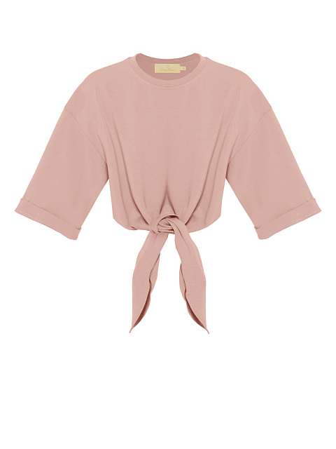Pink cropped knotted T‑shirt, 1 Pink cropped knotted T‑shirt, 1