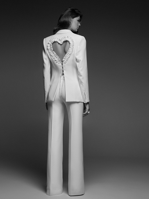 White Cut-out Cotton Pant Suit, 14 White Cut-out Cotton Pant Suit, 14