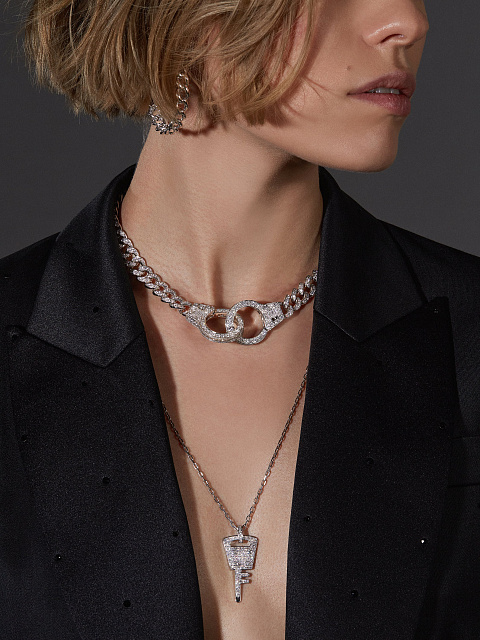 White Gold Chain Hoop Earrings, 5