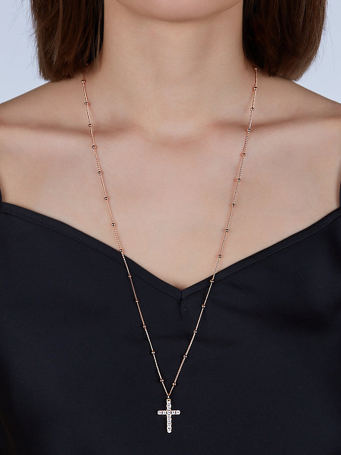 Rose Gold & Cubic Zirkonia Cross Necklace, 2