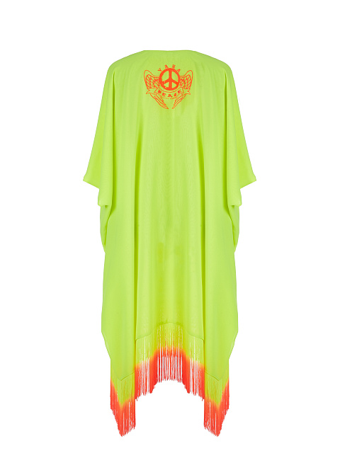 Neon Yellow & Orange Fringed Tunic Dress, 2