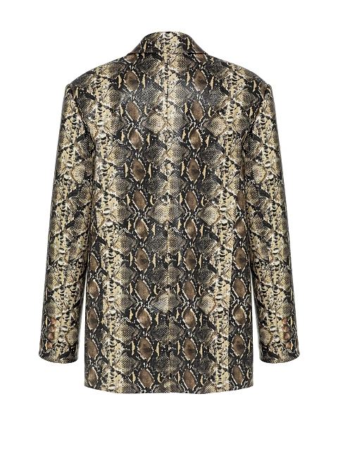 Beige Snakeskin Prined Faux Leather Jacket, 3 Beige Snakeskin Prined Faux Leather Jacket, 3