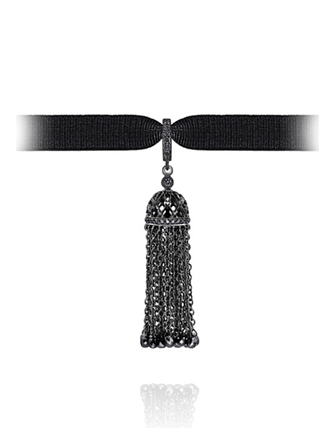 Black Gold & Black Diamonds Tassel Pendant, 1