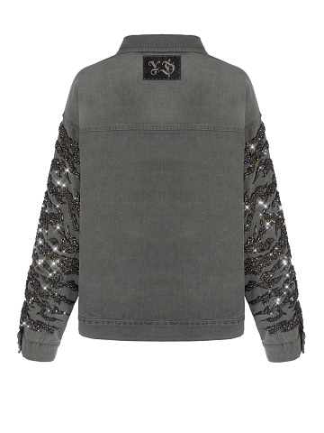 Embroidered Grey Denim Jacket, 2