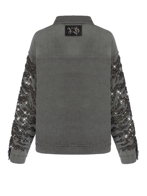Embroidered Grey Denim Jacket, 2 Embroidered Grey Denim Jacket, 2