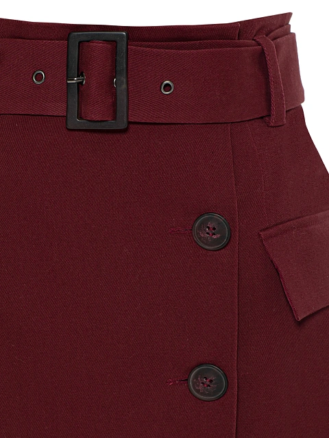 Burgundy Midi Skirt With Pockets, 3 Burgundy Midi Skirt With Pockets, 3
