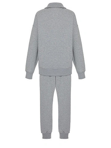 Men's Grey Embroidered Jersey Suit, 2