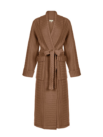 Brown Merino Wool & Cashmere Knitted Coat, 1