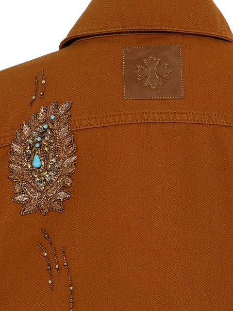 Brown Denim Jacket With Crystals And Beads, 7