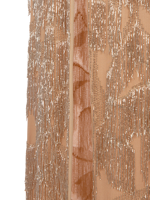 Beige Silk Dress With Sequins & Feathers, 3 Beige Silk Dress With Sequins & Feathers, 3