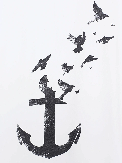 Men's Printed Anchor White Cotton T-shirt, 3