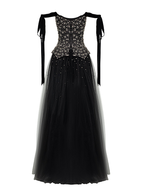 Black Tulle Maxi Dress With Crystals, 3 Black Tulle Maxi Dress With Crystals, 3