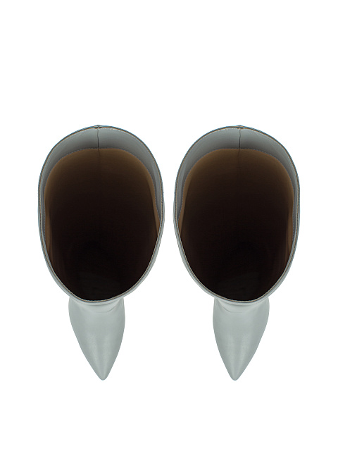 Grey Leather Stiletto Boots, 4