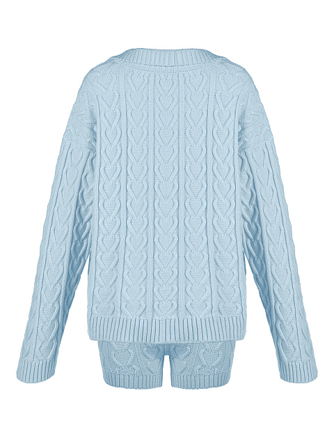 Light Blue Knitted Pullover & Shorts Set, 2 Light Blue Knitted Pullover & Shorts Set, 2