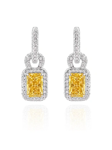 White gold earrings with yellow diamond, 1