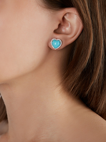 White Gold, Turquoise & Diamonds Earrings, 2