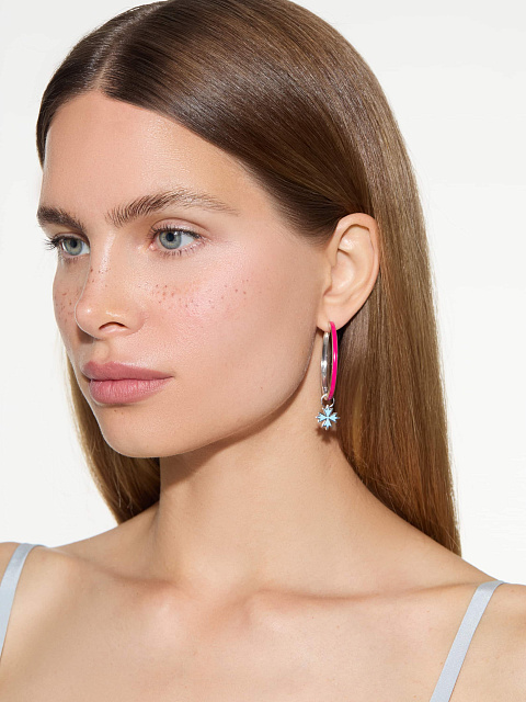 White Gold & Light Blue Enamel Hoop Pendant, 3