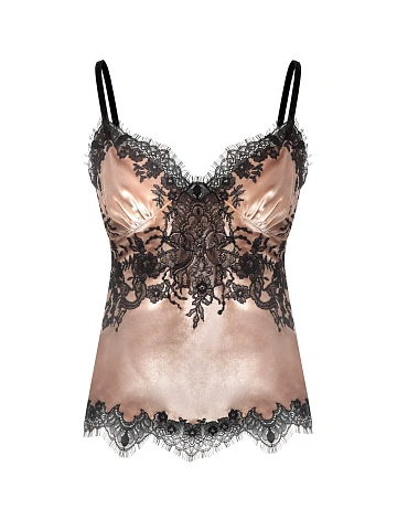 Beige Velvet & Black Lace Top, 1