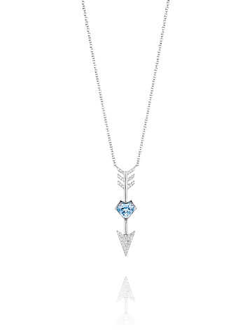 Blue Heart-Shaped Topaz & Round Diamond Necklace, 1