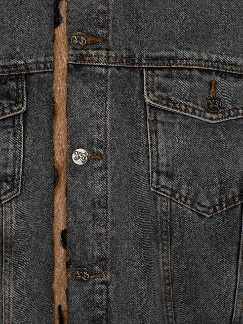 Grey Denim & Printed Goat Fur Jacket, 3 Grey Denim & Printed Goat Fur Jacket, 3