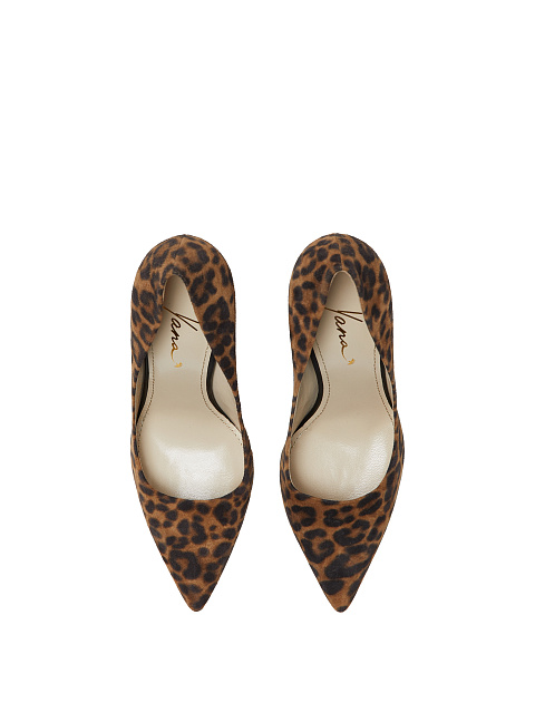 Leopard Print Suede Pumps, 4
