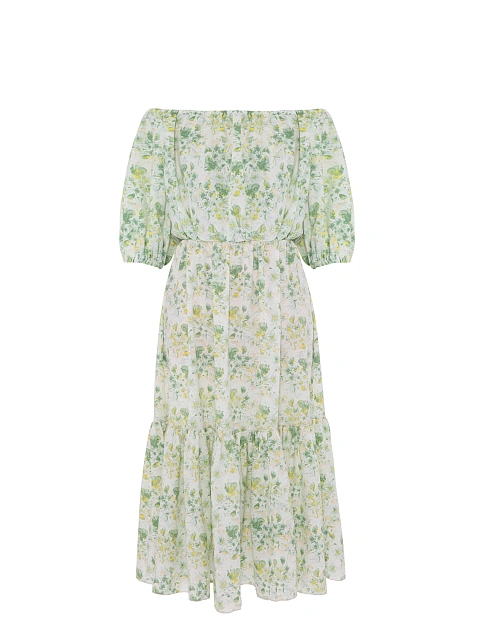 Green Floral Printed Midi Dress, 1 Green Floral Printed Midi Dress, 1