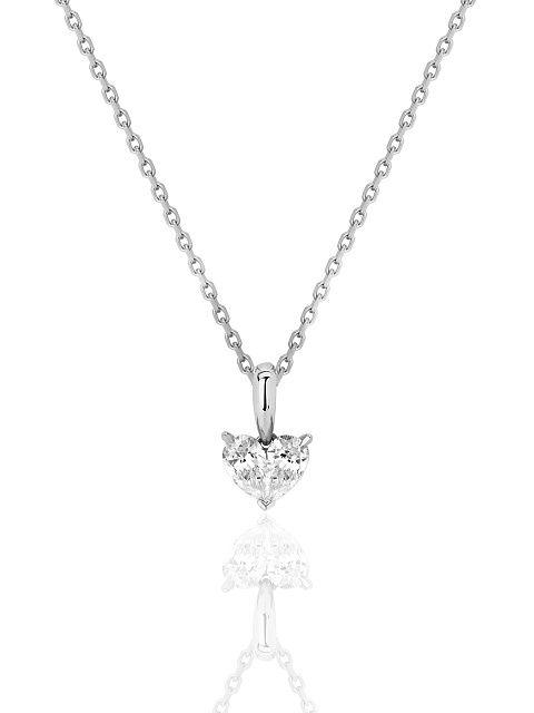 White Gold & Two Pear-cut Diamonds Heart Necklace, 1