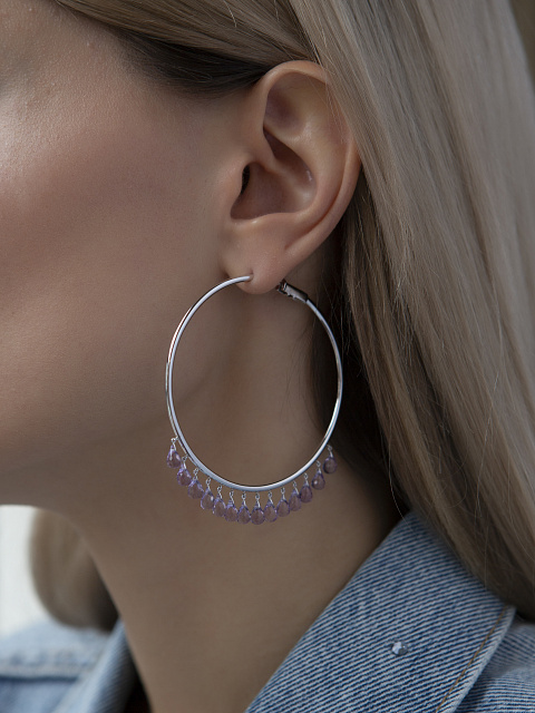Briolette Amethyst & White Gold Hoop Earrings, 2