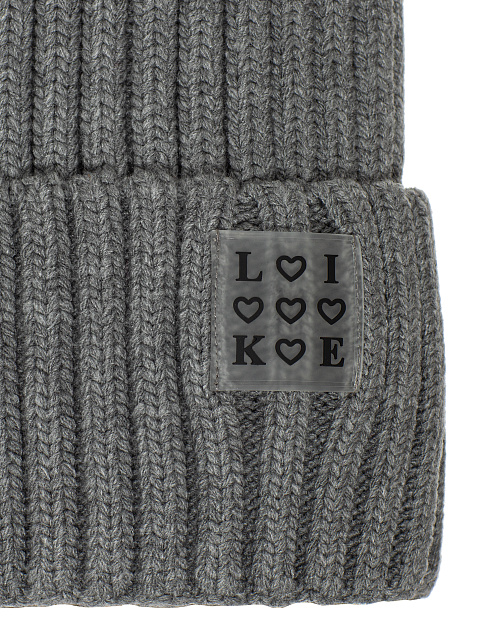 Grey "Like" Patch Beanie, 2 Grey "Like" Patch Beanie, 2