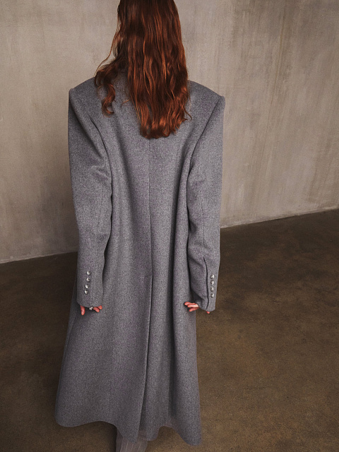 Grey Striped Double-breasted Coat, 6 Grey Striped Double-breasted Coat, 6