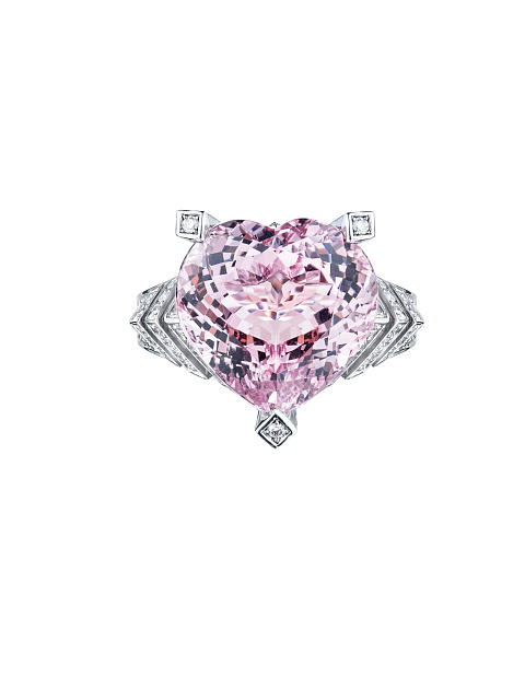 White Gold, Heart Cut Morganite & Diamonds Ring, 2