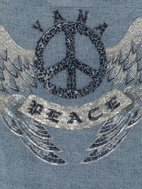 Blue Denim Jacket With Embroidery On The Back, 4