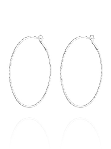 White Gold Diamond Hoop Earrings, 1
