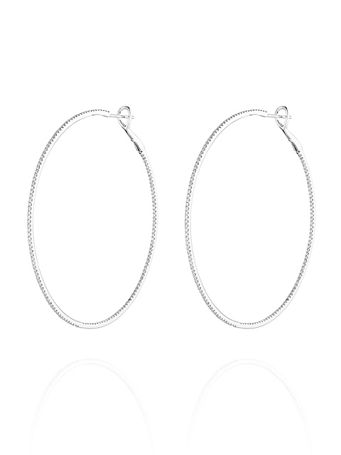 White Gold Diamond Hoop Earrings, 1