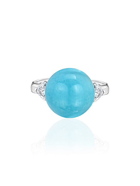 White gold ring with Arizona turquoise and diamonds, 4