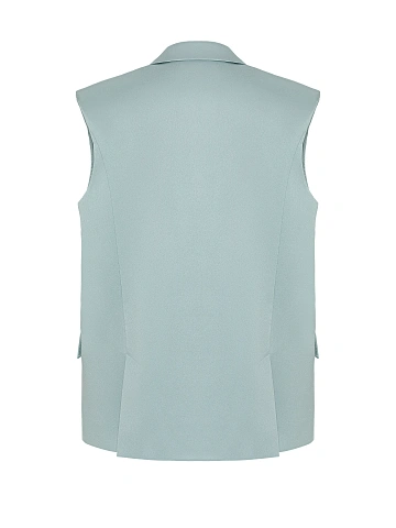 Light Turquoise Single Breasted Silk Vest, 2