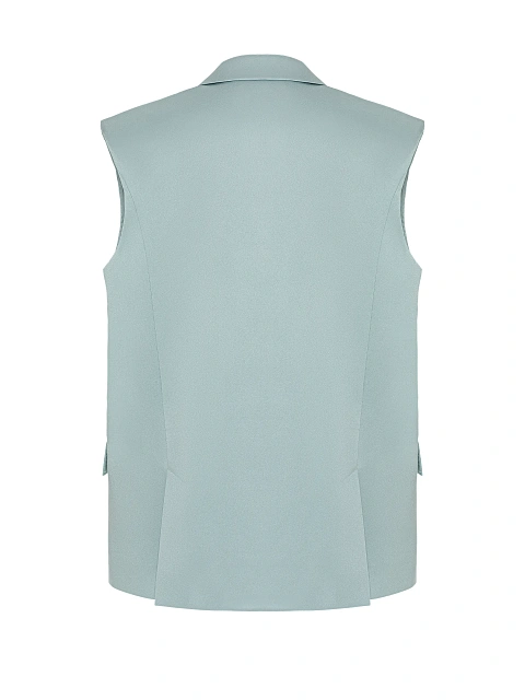 Light Turquoise Single Breasted Silk Vest, 2 Light Turquoise Single Breasted Silk Vest, 2