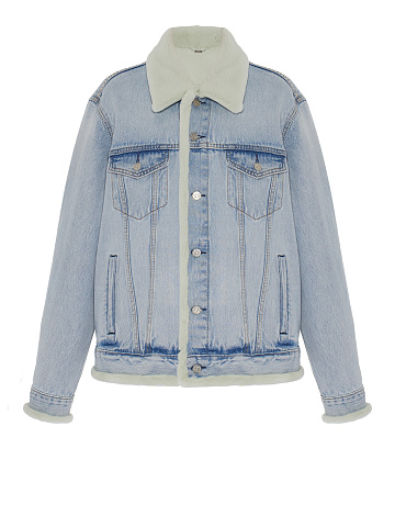 Light Blue Denim & Sheared Mink Fur Jacket, 1