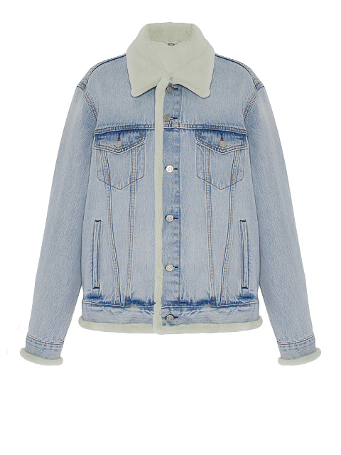 Light Blue Denim & Sheared Mink Fur Jacket, 1 Light Blue Denim & Sheared Mink Fur Jacket, 1