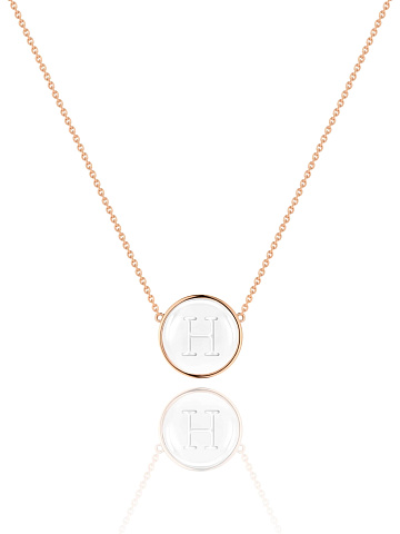 Rose Gold & Rock Crystal "H" Pendant, 1