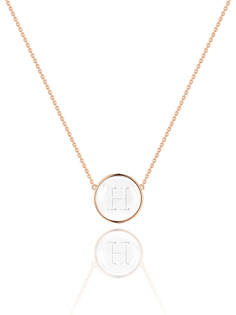 Rose Gold & Rock Crystal "H" Pendant, 1