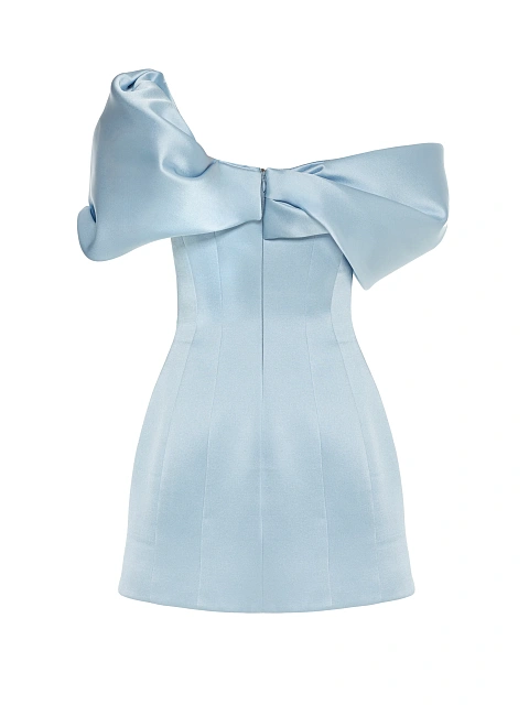 Light Blue Embroidered & Draped Silk Mini Dress, 3 Light Blue Embroidered & Draped Silk Mini Dress, 3