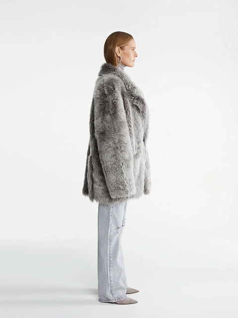 Gray Cropped Sheepskin Coat, 9 Gray Cropped Sheepskin Coat, 9