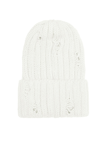 White Distressed Beanie, 1