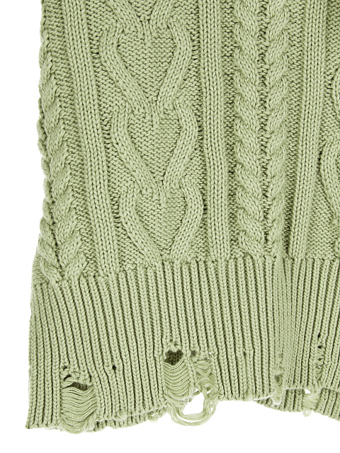 Olive Green Cotton Cropped Cable Knit Sweater, 3 Olive Green Cotton Cropped Cable Knit Sweater, 3
