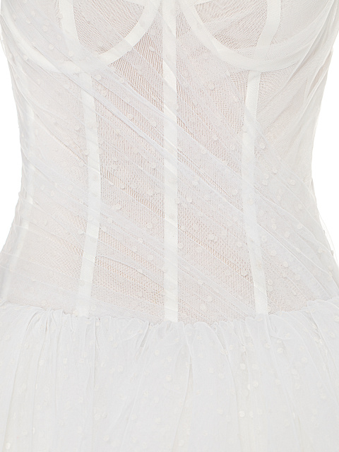 White Corset Tulle & Polka Dot Mesh Dress, 3 White Corset Tulle & Polka Dot Mesh Dress, 3