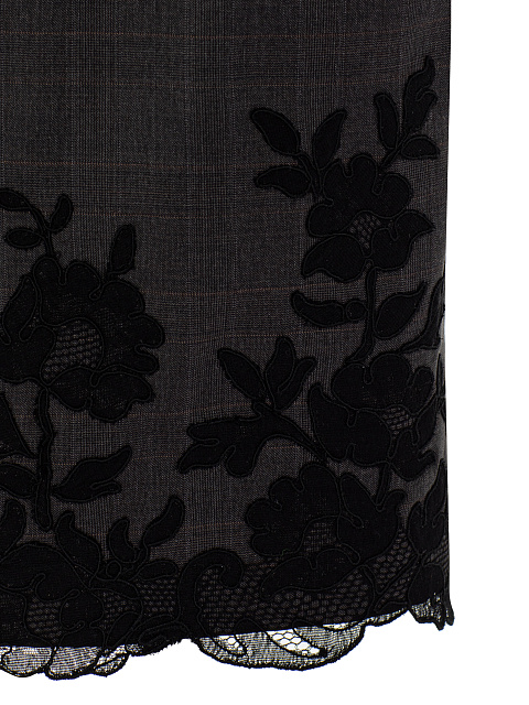 Dark Grey Lace Trim Wool Midi Dress, 3