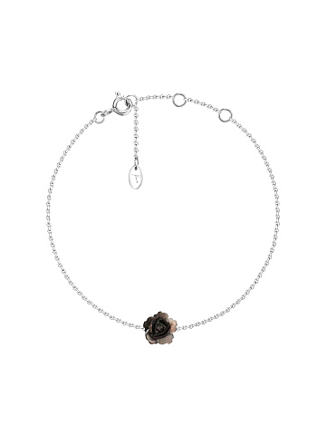 Bracelet made of white gold with a rose of black carved mother-of-pearl, 1