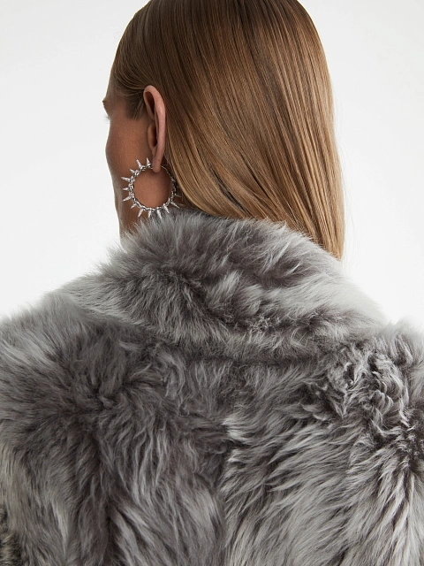 Gray Cropped Sheepskin Coat, 15 Gray Cropped Sheepskin Coat, 15
