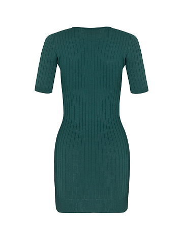 Green Ribbed Knit Mini Dress, 2